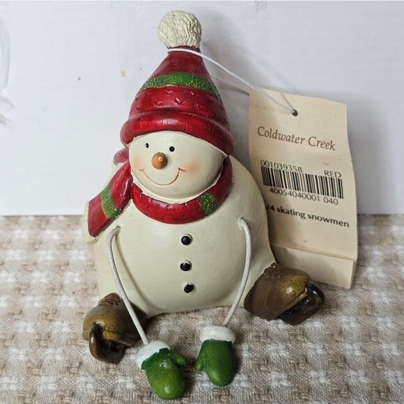 Coldwater Creek Vintage Set of4 Skating Snowmen Christmas Figurine Decorations - Picture 8 of 11